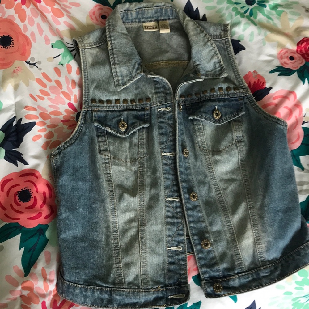 Studded denim vest